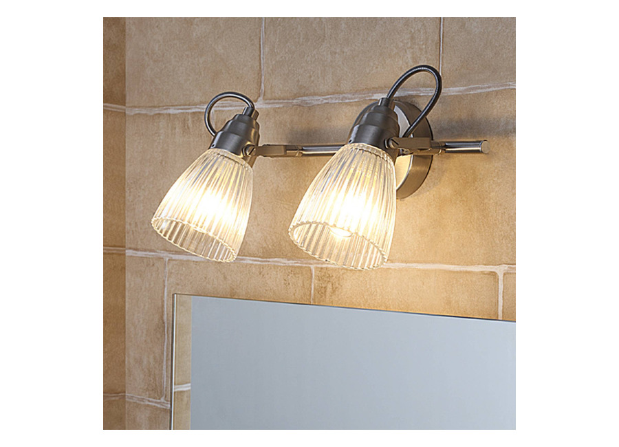 Lindby Aplique para baño Kara, 31 cm, 2 luces, cristal, IP44, G9