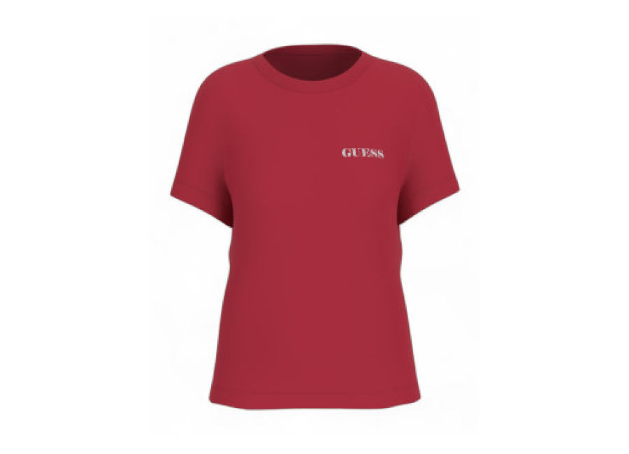 guess para mujer. w5ri04i3z14 camiseta ilustracion rojo , casual, algodon, manga corta