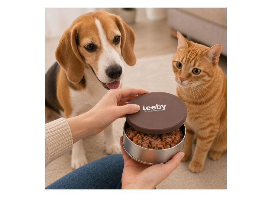 Leeby Tapa Comedero Marrón para perros y gato