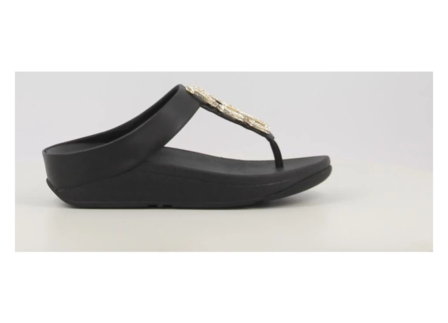 sandalias fitflop fino crystal-chain leather toe-post sandals negro