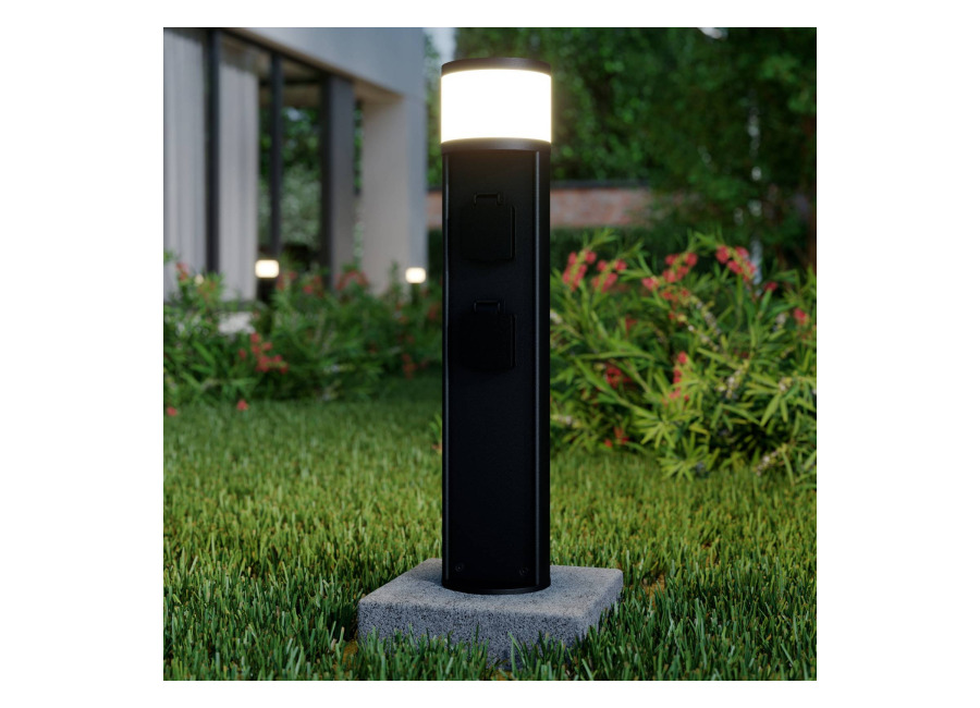 Lucande Baliza Lucande Corban, gris, tomas de corriente, G9, IP44