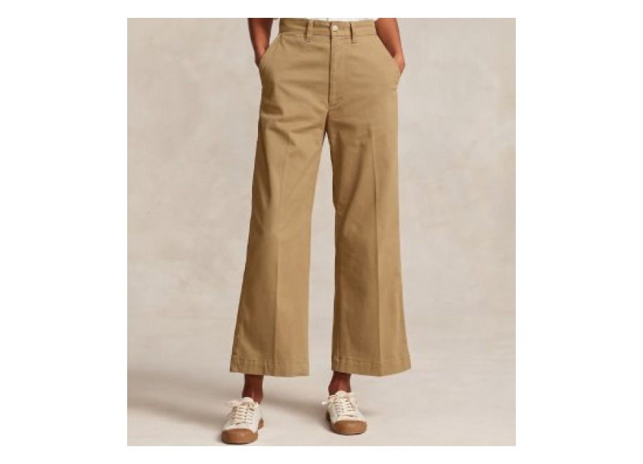 polo ralph lauren para mujer. 211873988001 pantalon chino wide leg marron , casual, algodon