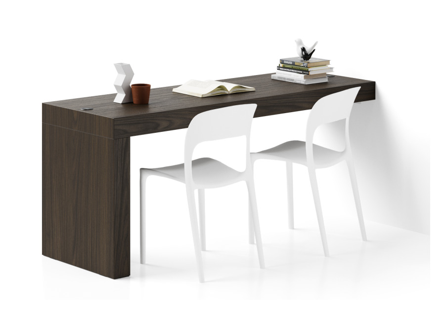 Mobili Fiver Escritorio Evolution 180×60, nogal americano con una pata y cargador inalámbrico