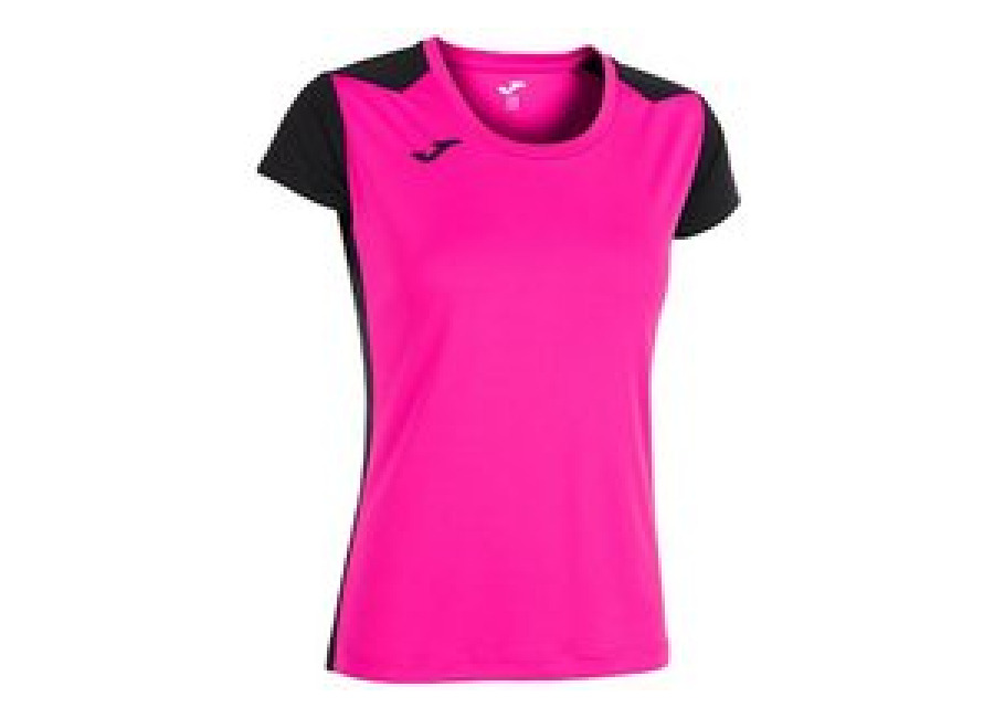 Joma Camiseta de Running Joma Record II Manga Corta Mujer Rosa Flúor Negro
