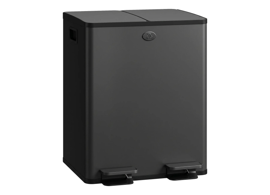 HOMCOM Cubo de Basura de Cocina con 2 Compartimentos 2x20L Negro