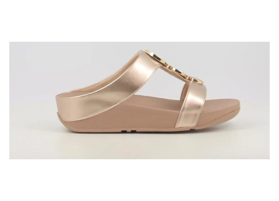 sandalias fitflop halo bead-circle metallic toe-post sandals metalizado