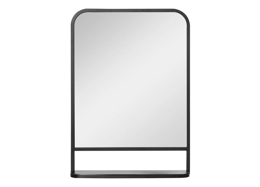 HOMCOM Espejo Decorativo de Pared 50×70 cm con Estante de Almacenamiento Negro