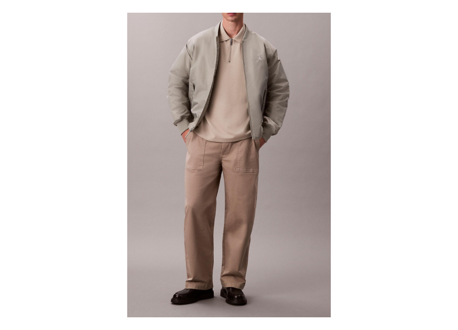 calvin klein ls crinkle crepe polo ancient marble | polos outlet | hombre