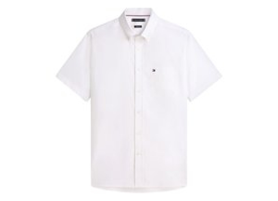 tommy hilfiger regular fit lightweight short sleeve oxford shirt – white
