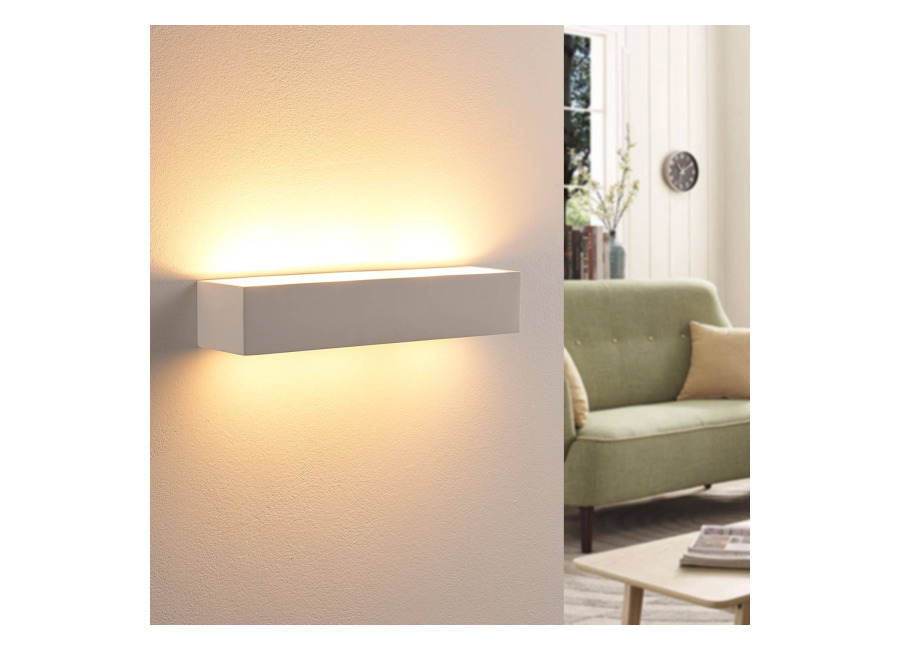 Lindby Arya aplique de pared, arriba/abajo, blanco, escayola, G9, 2 luces, pintable