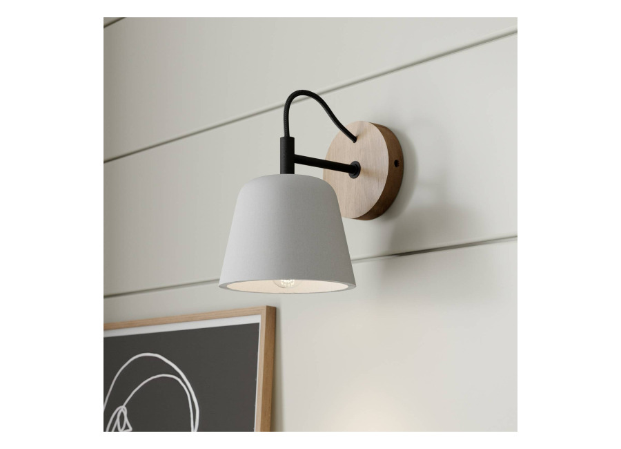 Lucande Aplique de pared Lucande Kalinda, gris, hormigón, 20 cm de altura, E14