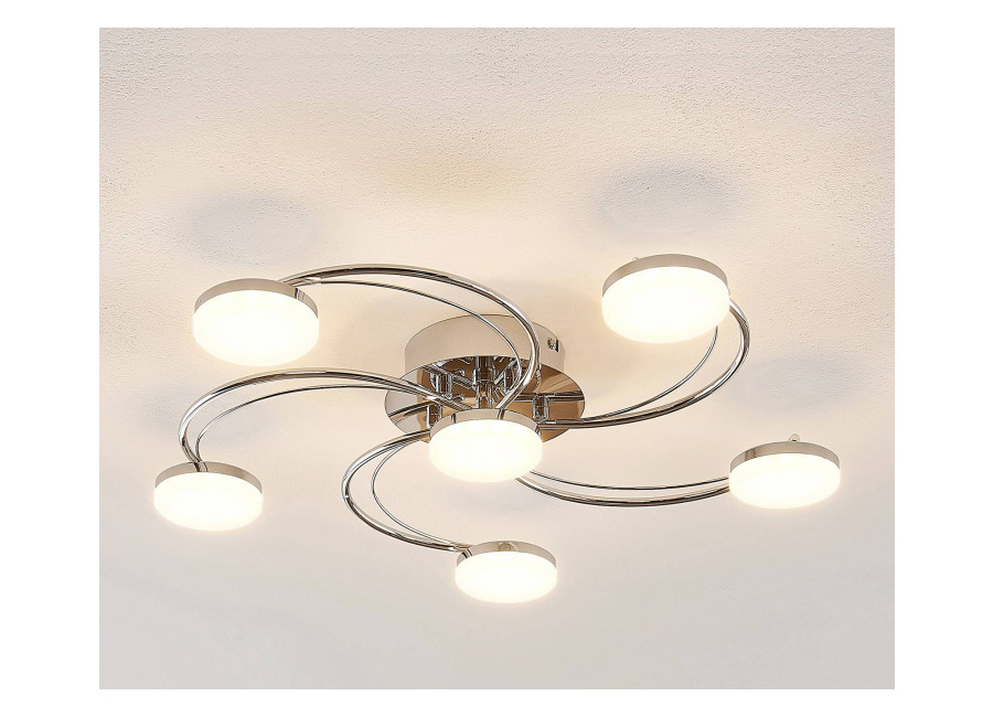 Lindby Plafón LED Lindby Rouven, forma espiral, 6 luces, gri
