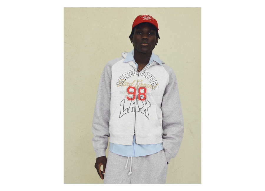 Sudadera Capucha Ranglan Print Gris