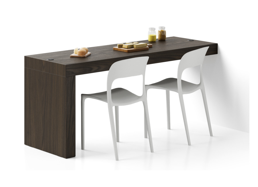 Mobili Fiver Mesa de comedor Evolution 180×60, nogal americano con una pata y cargador inalámbrico