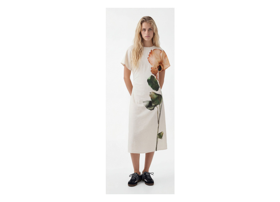 desigual, vestido flor, marron