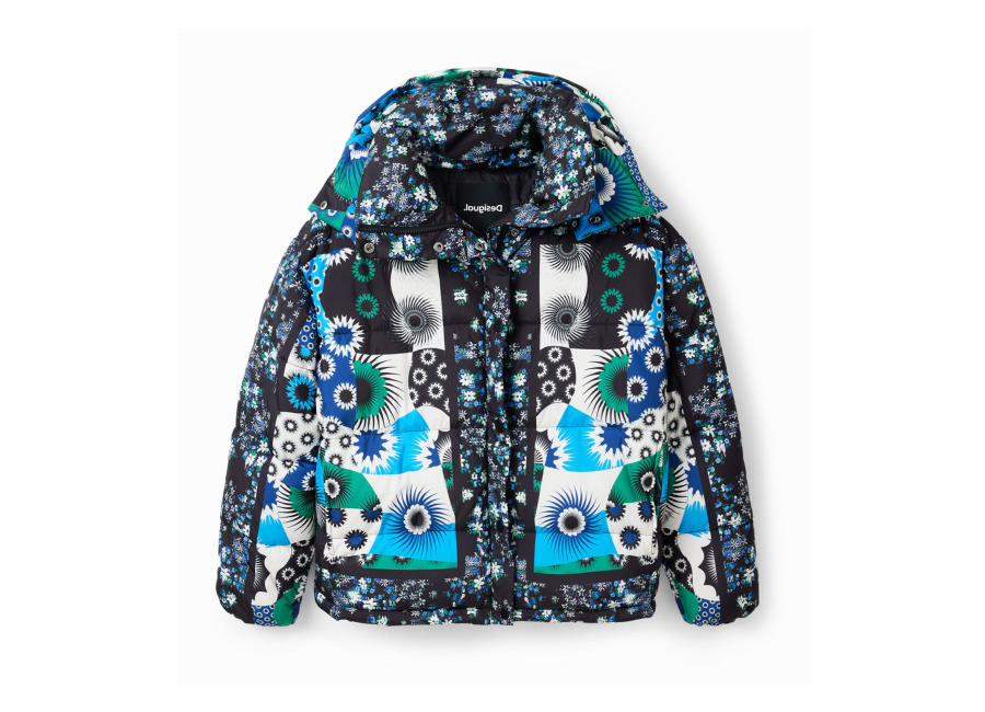 desigual, chaqueta acolchada patch, poliester, azul