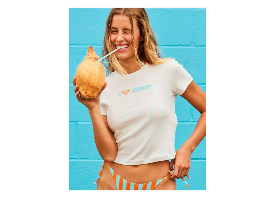 Roxy Beach Love – Camiseta de manga corta serigrafiada Blanco Mujer