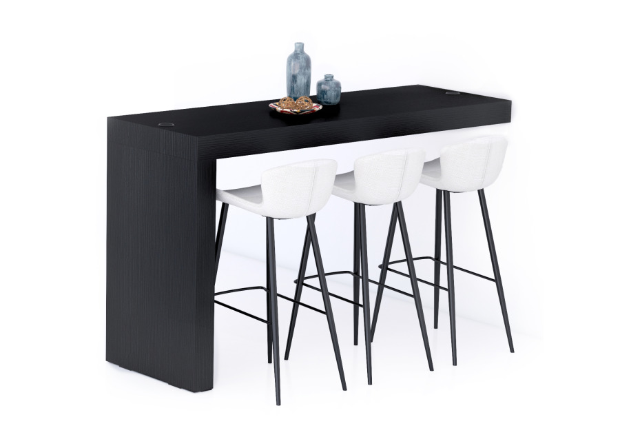 Mobili Fiver Peninsula Evolution 180×60, Madera Negra con cargador inalámbrico