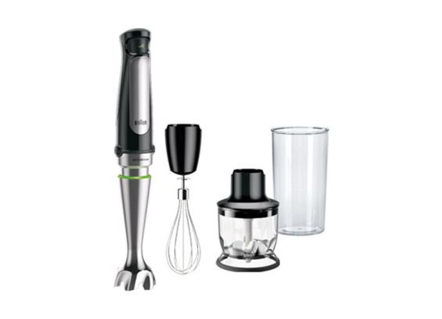 Braun Batidora De Mano – Braun Minipimer 7 Mq7025x, 1000 W, 0.6 L, Activeblade, Splashcontrol, 3 Accesorios, Picadora, Negro/acero
