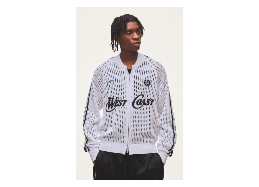 Chaqueta Cremallera Mesh Retro Blanco
