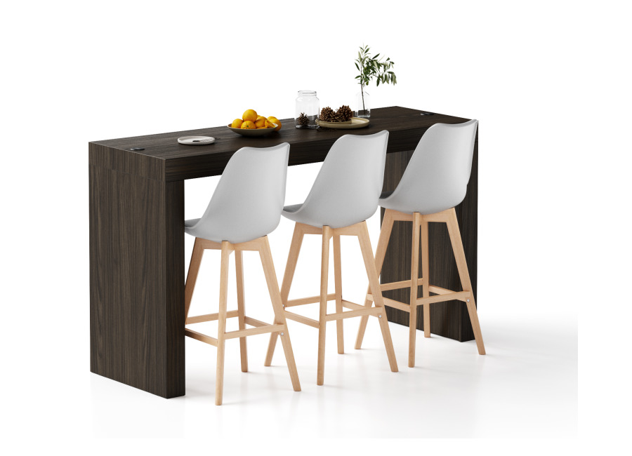 Mobili Fiver Mesa Alta Evolution 180×60, nogal americano con dos patas y cargador inalámbrico