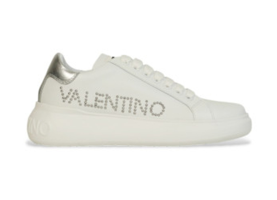 Valentino para mujer. 95B2302STUD Zapatillas de Piel Bounce blanco (37), Plano, Cordones, Casua