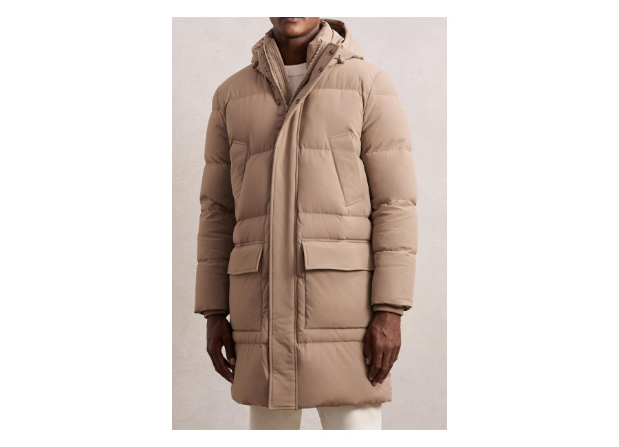 reiss ls longline quilted zip through puffer jacket light camel br | chaquetas de invierno outlet | hombre | marron