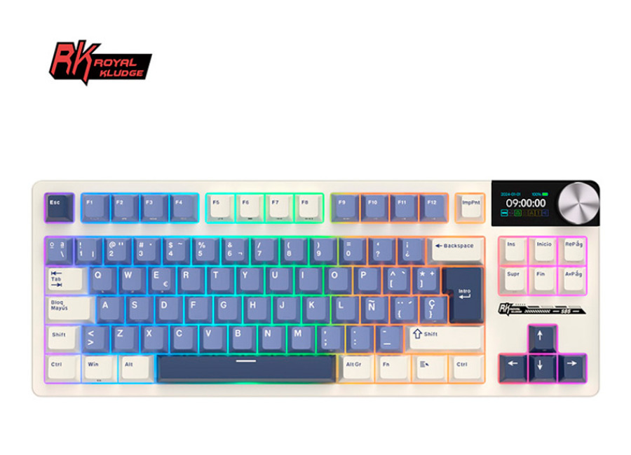 Teclado Royal Kludge RKS85 ISO-ES RGB Hot-Swappable Switch Cloud Wireless Horizon Blue
