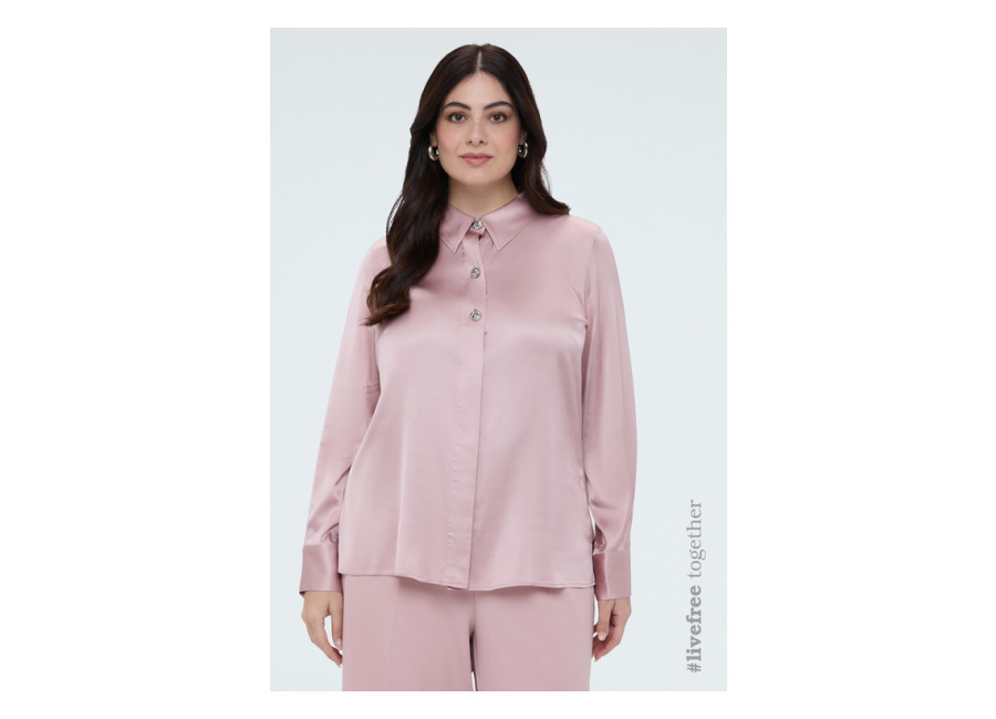 Fiorella Rubino Camisa de raso con botones joya