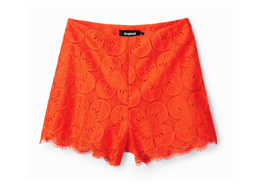 desigual, shorts encaje retro, rojo