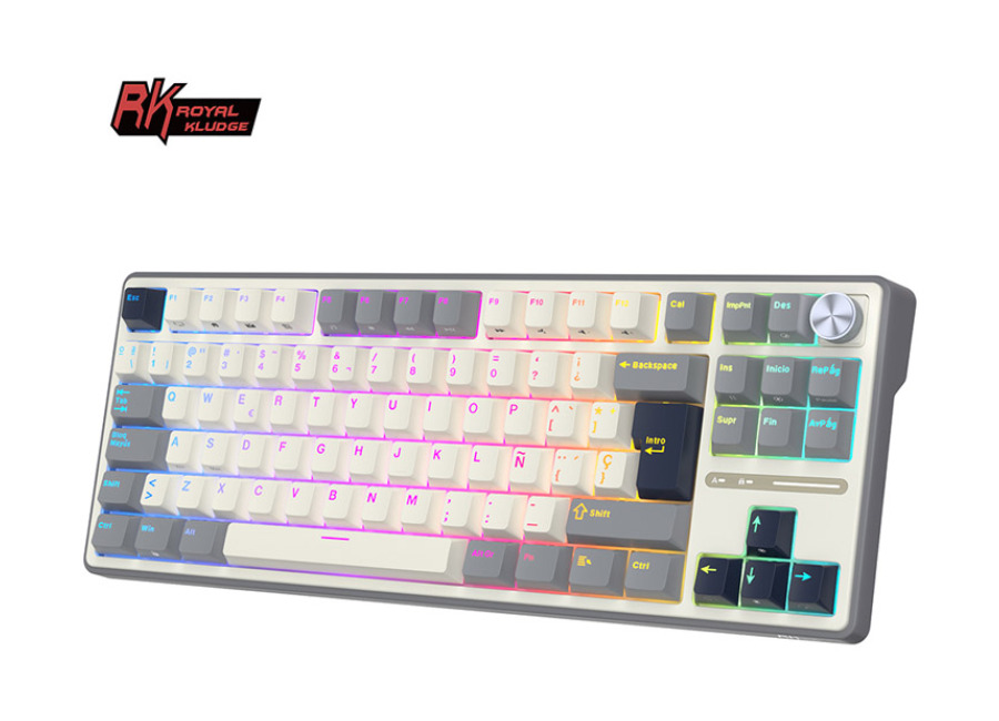 Teclado Royal Kludge R87Pro ISO-ES RGB Hot-Swappable Switch Brown Half Grey