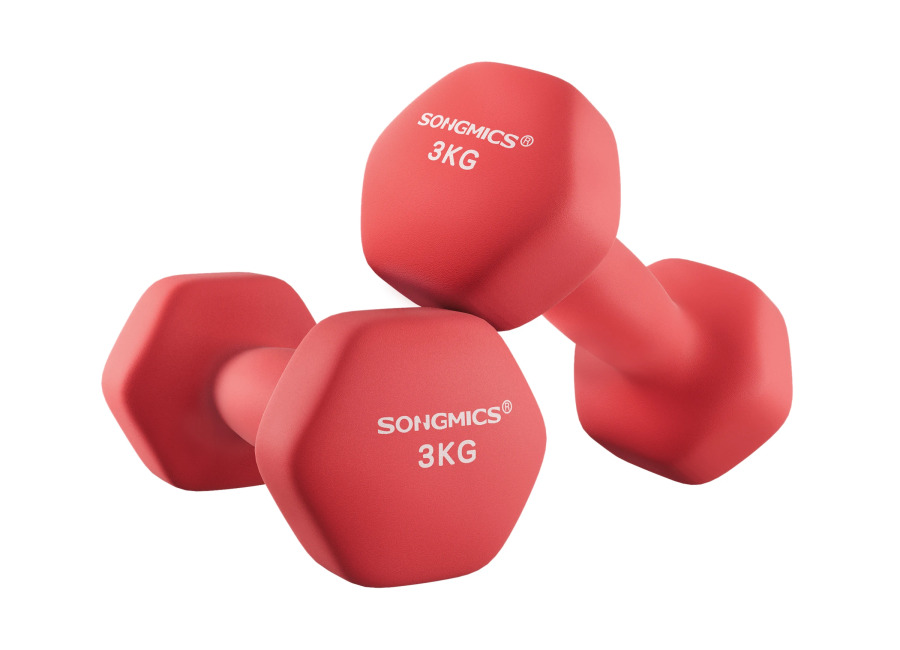 SONGMICS Juego de 2 mancuernas, mancuernas hexagonales, revestimiento de neopreno, entrenamiento de fuerza, entrenamiento de fitness,…