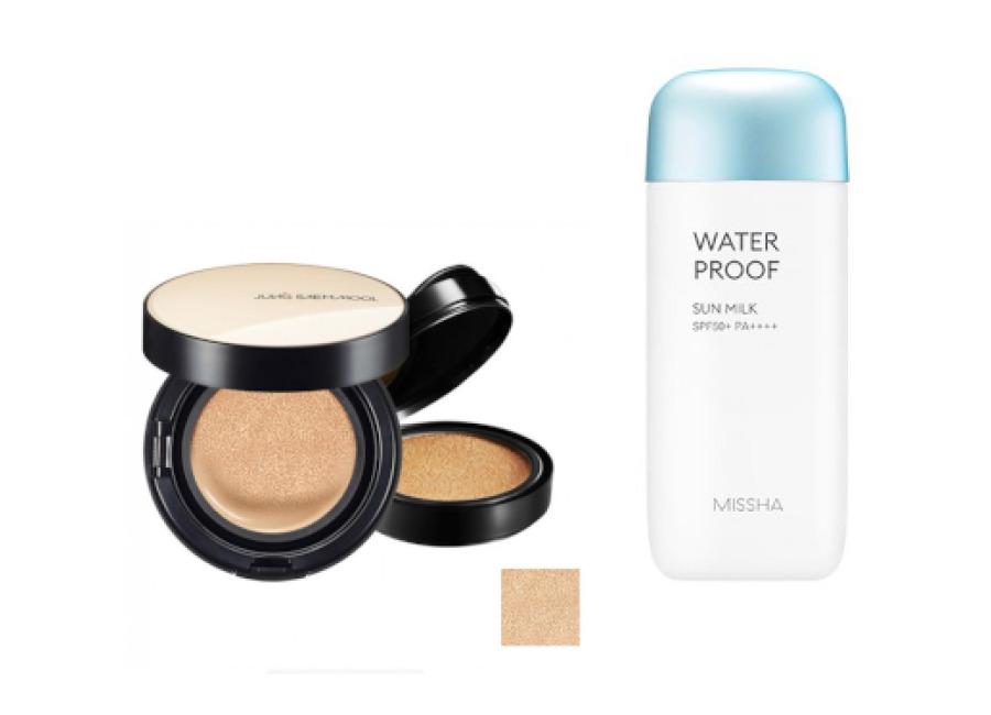 Juego All-in-One Sets MISSHA – All-Around Safe Block Waterproof Sun Milk SPF 50+/PA++++ – 70ml X Jung Saem Mool – Essential Skin Nuder Cushion -…