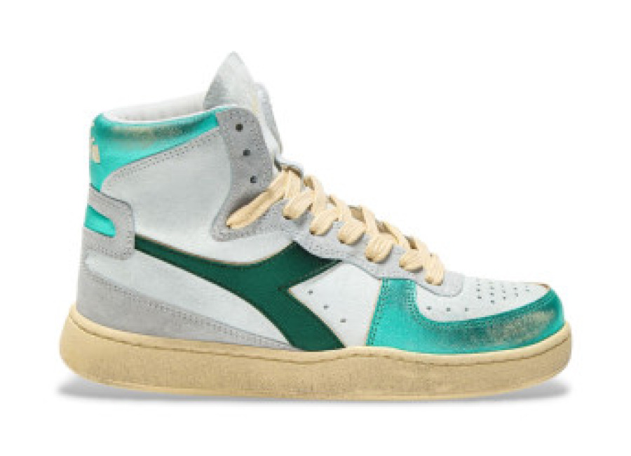 diadora para mujer. 201178889 zapatillas de piel basket metal turquesa , plano, cordones, casua