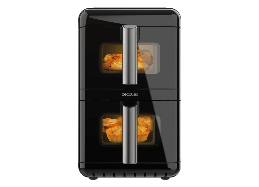 Cecotec Freidora de aire – Cecotec Cecofry DuoLevel 12000 Window, 12 L, 2 cubetas 6 3000 W, 10 programas, Sync, Match, Táctil, Negro