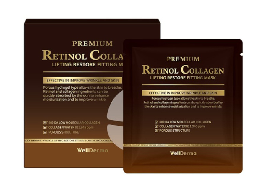 Wellderma Premium Retinol Collagen Lifting Restore Fitting Mask – 4pieza