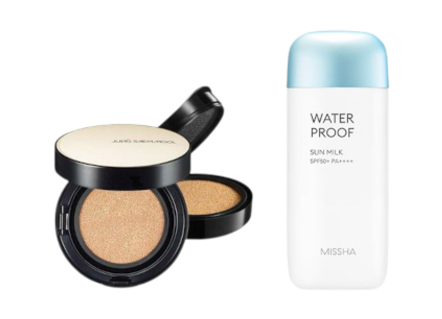 Juego All-in-One Sets MISSHA – All-Around Safe Block Waterproof Sun Milk SPF 50+/PA++++ – 70ml X Jung Saem Mool – Essential Skin Nuder Long Wear…