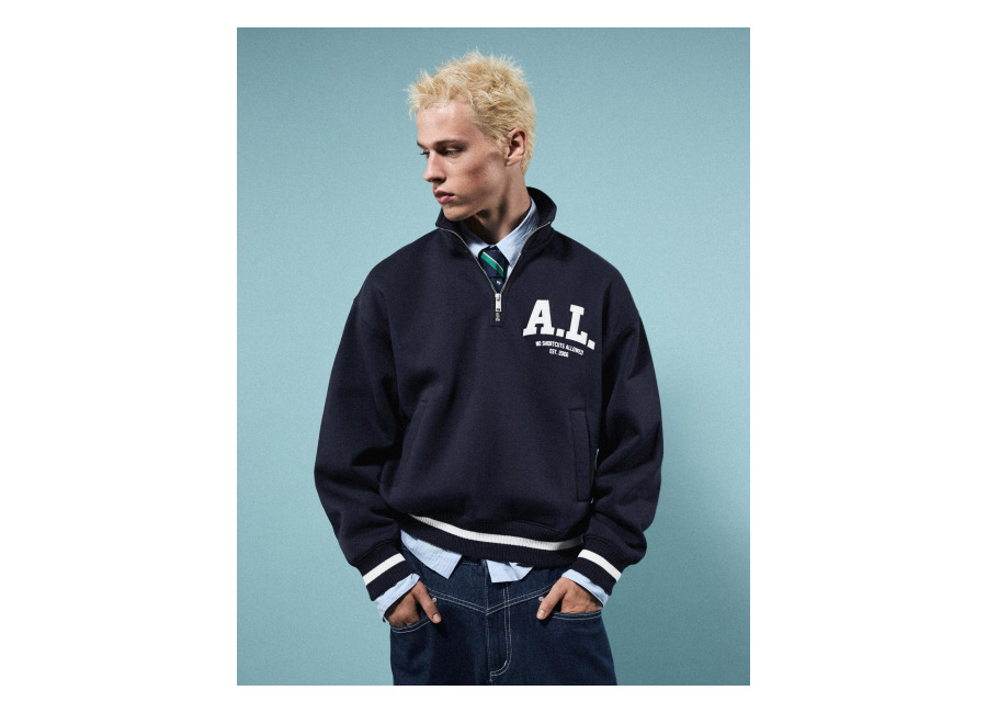 Sudadera Media Cremallera Parche Marino