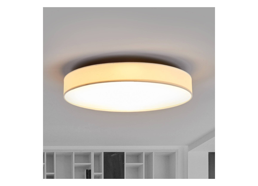 Lindby Lámpara LED de techo Saira de Lindby, Ø 50 cm, blanca, texti