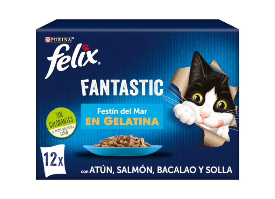 Felix 48 sobres x 85 g Felix Fantastic Festín del Mar sobres en gelatina para gatos ¡Pack ahorro!