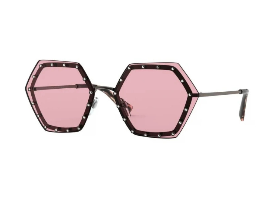 Valentino Mujer Valentino 303984 RUTENIUM Gafas de sol outlet Metal Barril de fusil Rosa Geométrico Norma