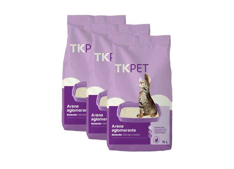 TK-Pet 3 x 10 L TK-Pet Arena Aglomerante Bentonita y Lavanda para gatos ¡Pack ahorro!