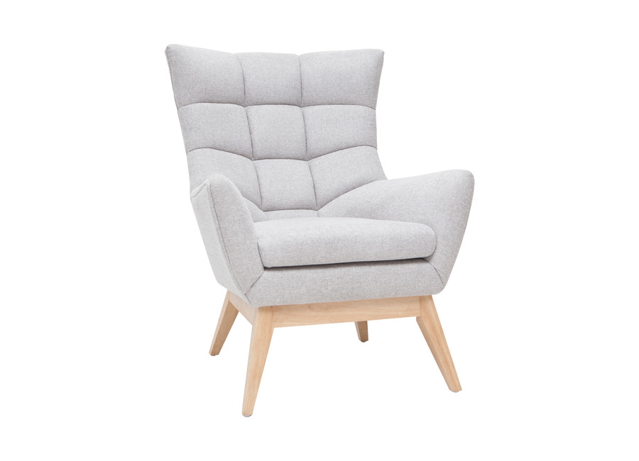 Miliboo Sillón nórdico gris claro y madera BRODY