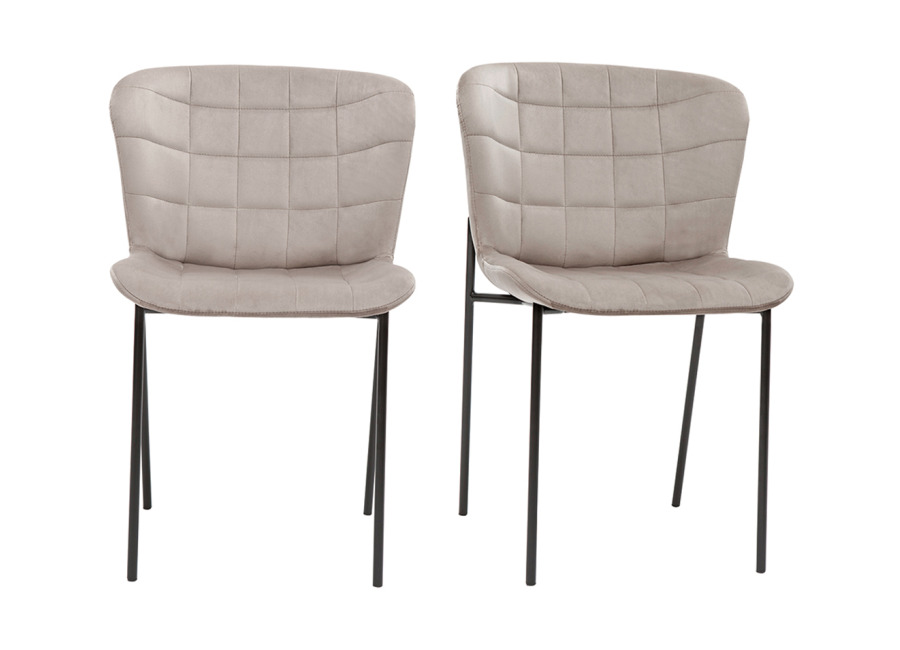 Miliboo Set de 2 sillas de diseño de terciopelo color topo y metal negro SAIGA