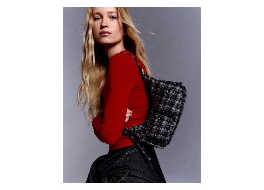 Bolso Multibolsillos Cuadros Mujer Marino