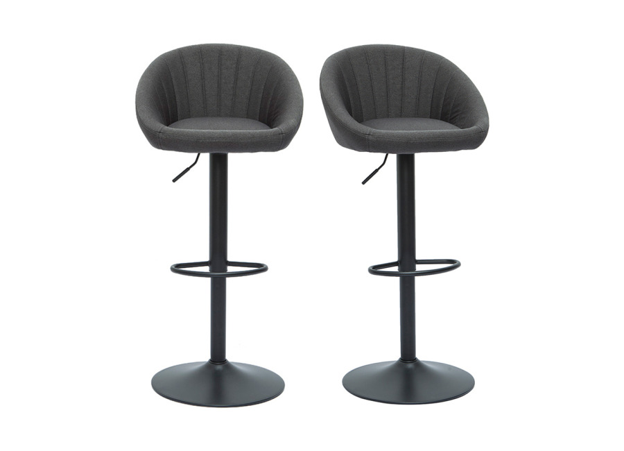Miliboo Set de 2 taburetes de cocina ajustables de diseño gris SHERU