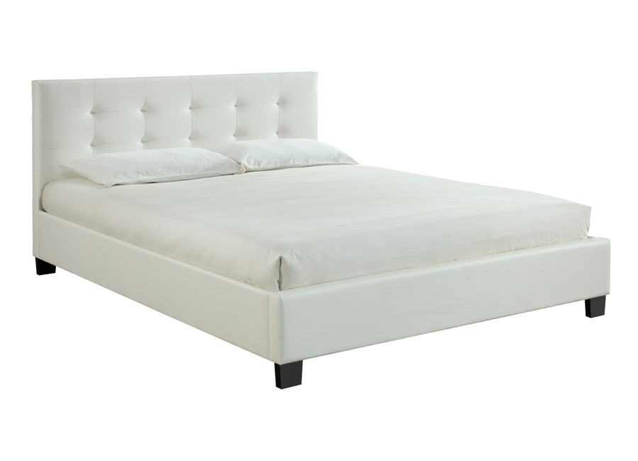 Miliboo Cama 160 x 200 PU blanca acolchada MARQUISE