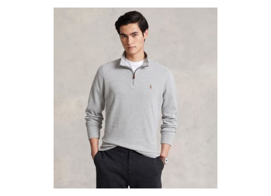 polo ralph lauren para hombre. 710671929009 jersey cremallera state gris , casual, algodon, manga larga