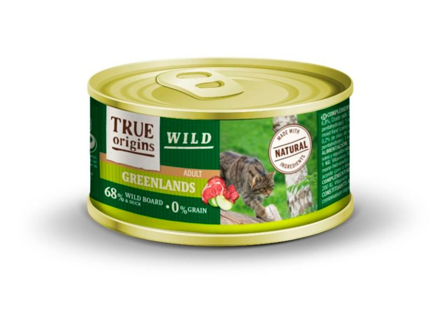 True Origins 48 latas x 100 g True Origins Wild Adult Greenlands Jabalí lata para gatos ¡Pack Ahorro!