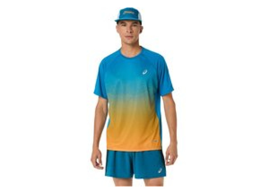 Asics Camiseta de Running ASICS Road Fade Ss Top Hombre Azul/Yamabuki